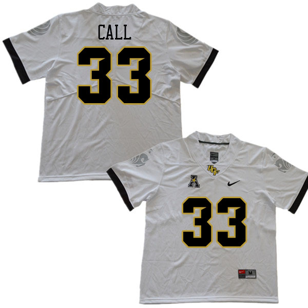Men #33 Kaven Call UCF Knights College Football Jerseys Stitched Sale-White